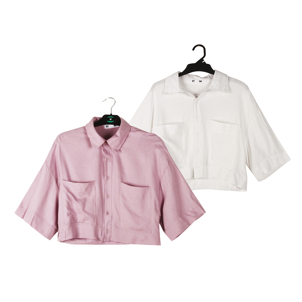 Stockpapa Bulk Clearance RT، قمصان قصيرة وردية اللون للسيدات مع جيوب 